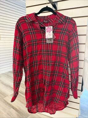 Avani Red Plaid Button-Down Shirt - Classic Collar